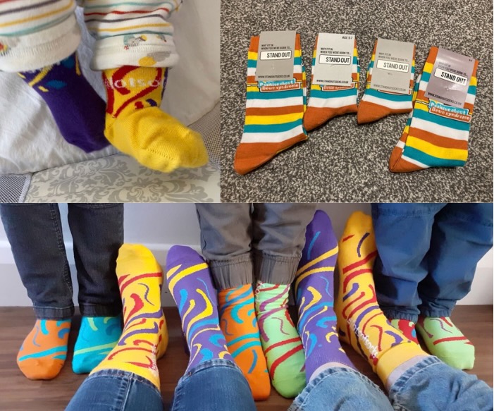 People wearing mismatched socks